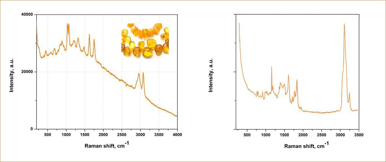 Спектры комбинационного рассеяния янтаря